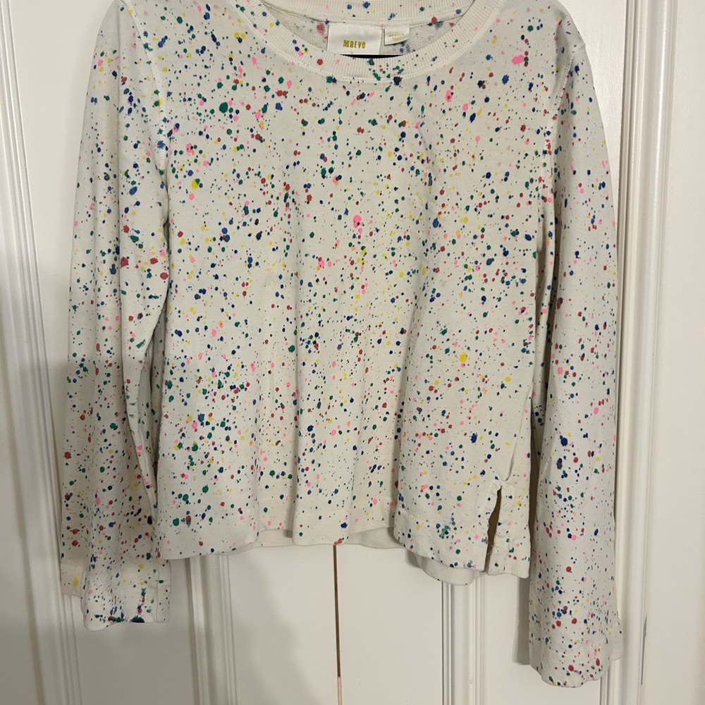 Maeve Colorful Splatter Long Sleeve Sweater